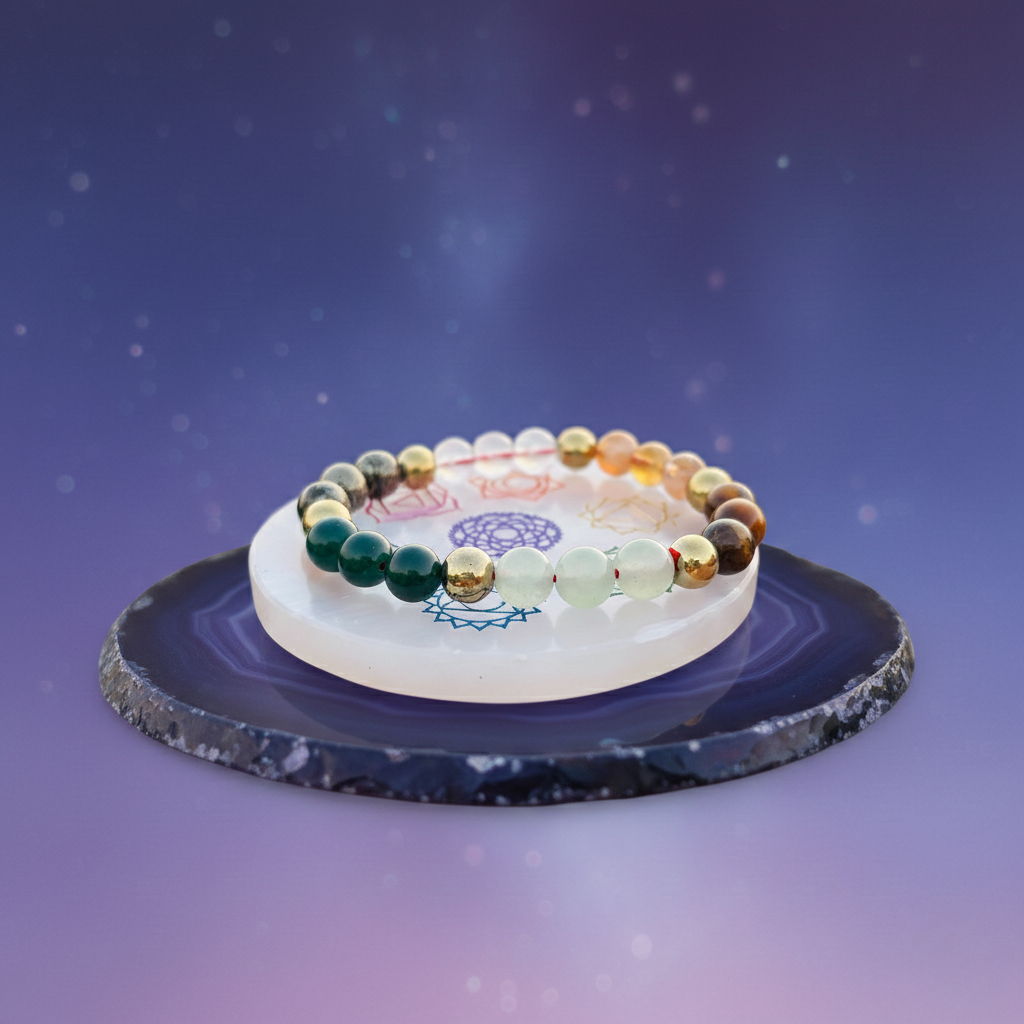 Daevik Wealth Manifest Bracelet with Raw Selenite Plate